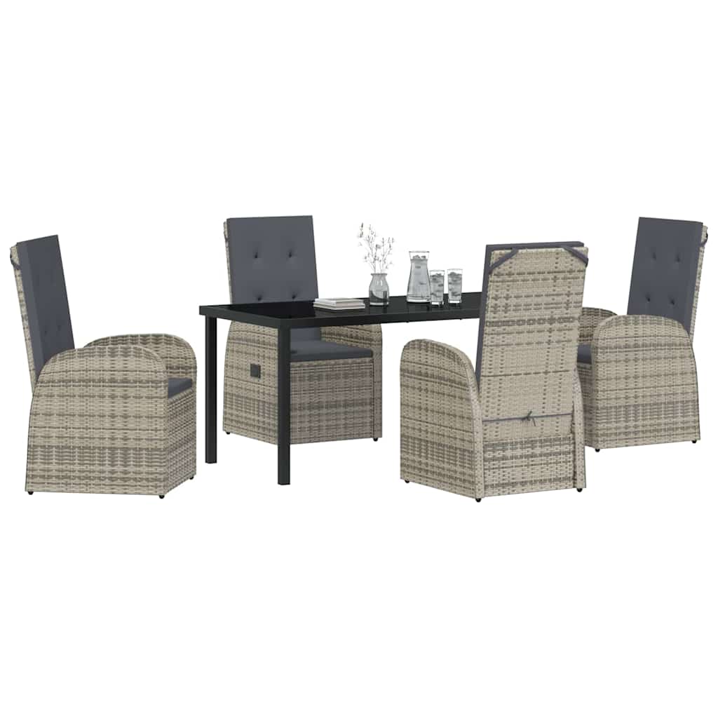 Set da Pranzo per Giardino con cuscino 5 pcs Grigio polyrattan - homemem39