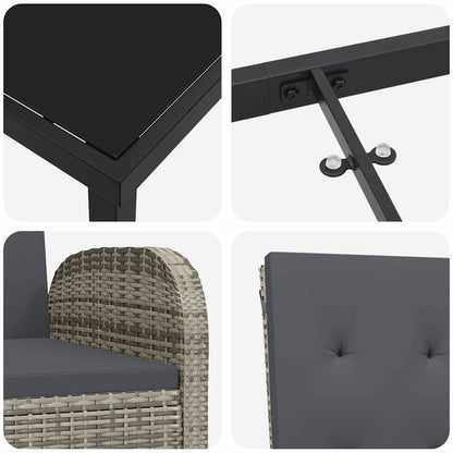 Set da Pranzo per Giardino con cuscino 7 pcs Grigio polyrattan - homemem39