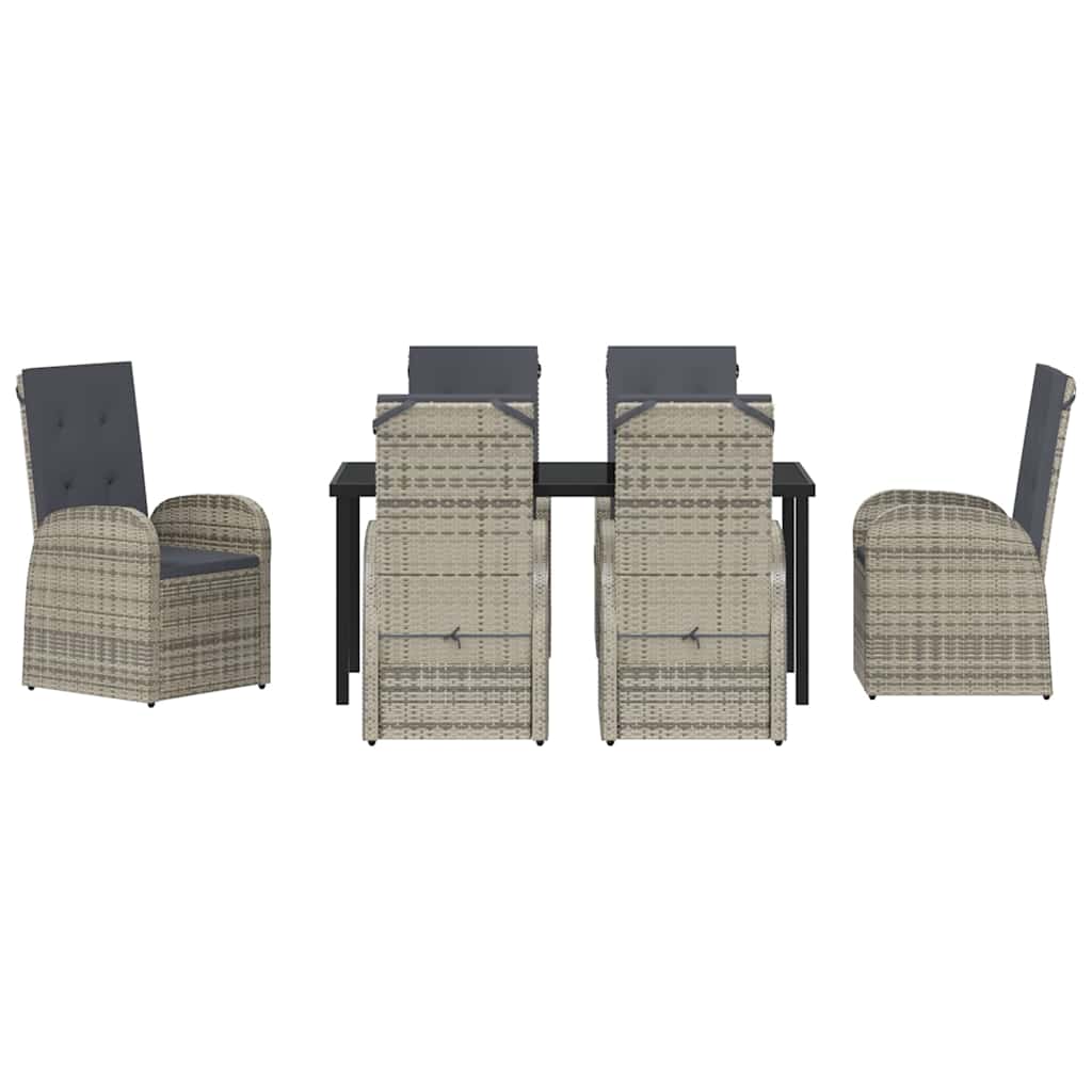 Set da Pranzo per Giardino con cuscino 7 pcs Grigio polyrattan - homemem39