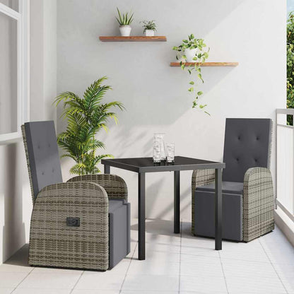 Set da Pranzo per Giardino con cuscino 3 pcs Grigio polyrattan - homemem39