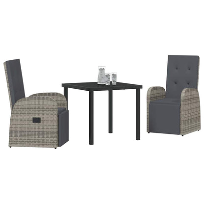 Set da Pranzo per Giardino con cuscino 3 pcs Grigio polyrattan - homemem39