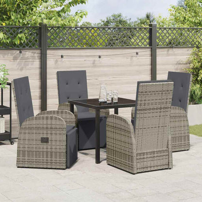 Set da Pranzo per Giardino con cuscino 5 pcs Grigio polyrattan - homemem39