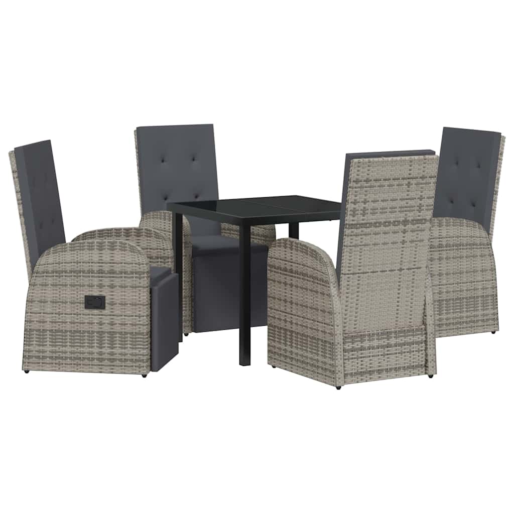 Set da Pranzo per Giardino con cuscino 5 pcs Grigio polyrattan - homemem39