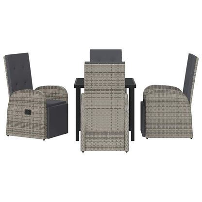 Set da Pranzo per Giardino con cuscino 5 pcs Grigio polyrattan - homemem39