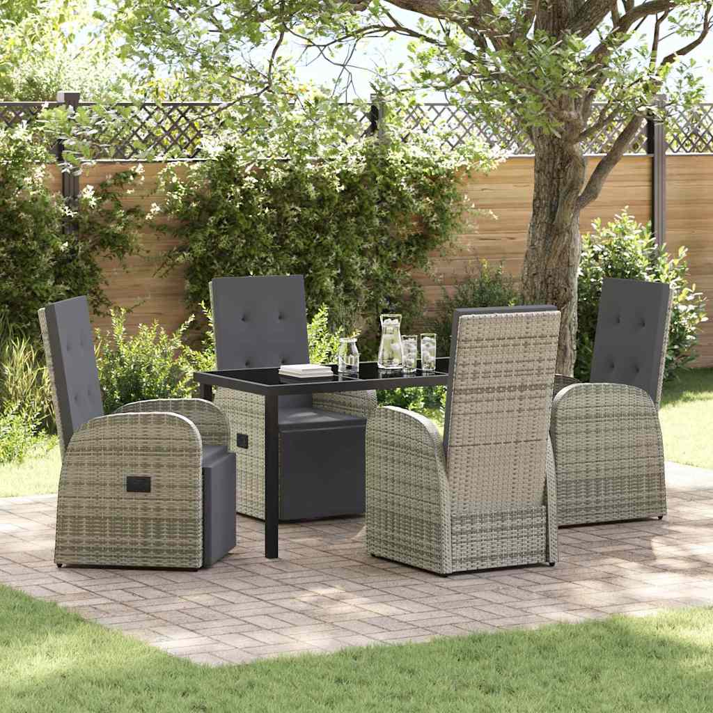 Set da Pranzo per Giardino con cuscino 5 pcs Grigio polyrattan - homemem39