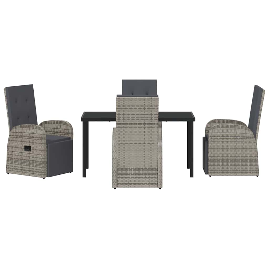 Set da Pranzo per Giardino con cuscino 5 pcs Grigio polyrattan - homemem39