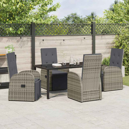 Set da Pranzo per Giardino con cuscino 5 pcs Grigio polyrattan - homemem39