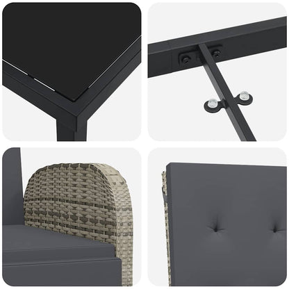 Set da Pranzo per Giardino con cuscino 7 pcs Grigio polyrattan - homemem39