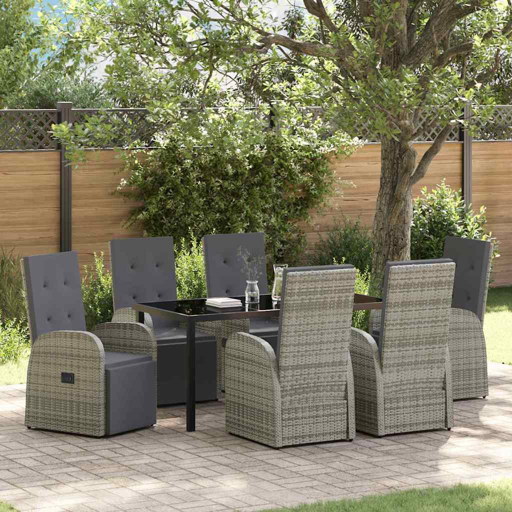Set da Pranzo per Giardino con cuscino 7 pcs Grigio polyrattan - homemem39