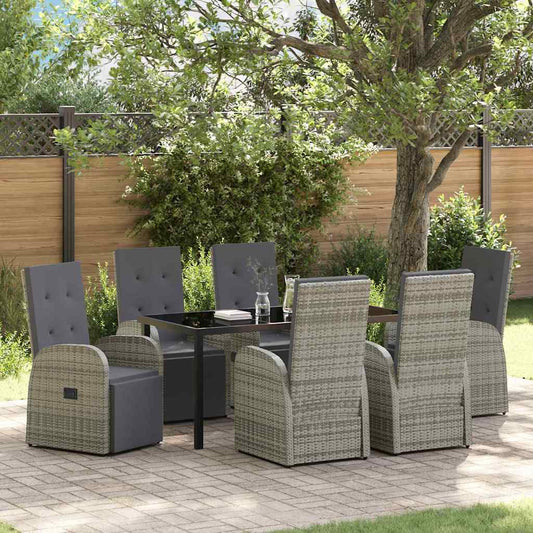 Set da Pranzo per Giardino con cuscino 7 pcs Grigio polyrattan - homemem39