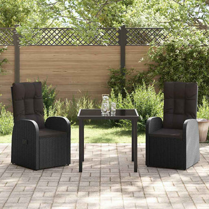 Set da Pranzo per Giardino con cuscino 3 pcs Nero polyrattan - homemem39
