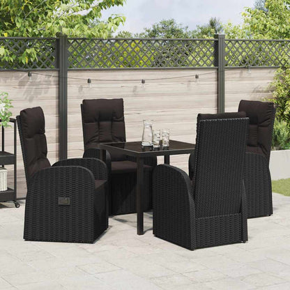 Set da Pranzo per Giardino con cuscino 5 pcs Nero polyrattan - homemem39
