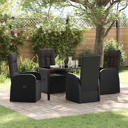 Set da Pranzo per Giardino con cuscino 5 pcs Nero polyrattan - homemem39