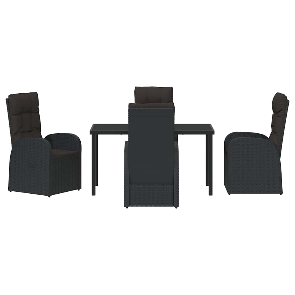 Set da Pranzo per Giardino con cuscino 5 pcs Nero polyrattan - homemem39