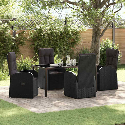 Set da Pranzo per Giardino con cuscino 5 pcs Nero polyrattan - homemem39