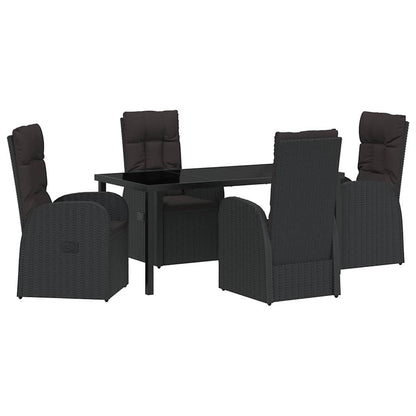 Set da Pranzo per Giardino con cuscino 5 pcs Nero polyrattan - homemem39