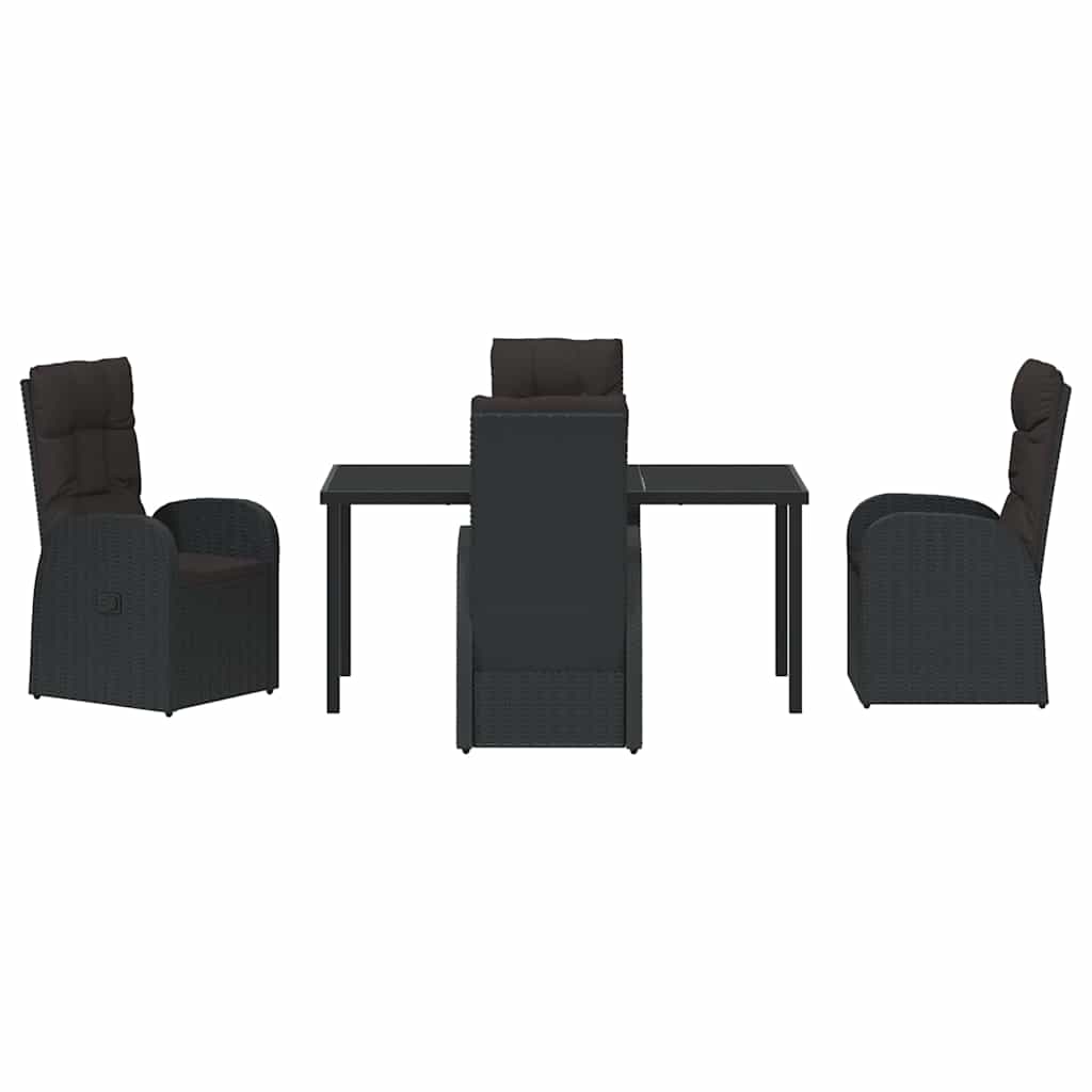 Set da Pranzo per Giardino con cuscino 5 pcs Nero polyrattan - homemem39