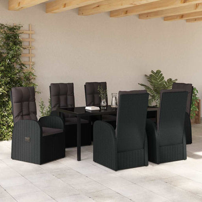 Set da Pranzo per Giardino con cuscino 7 pcs Nero polyrattan - homemem39