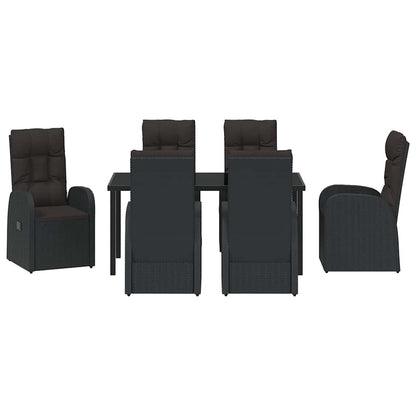 Set da Pranzo per Giardino con cuscino 7 pcs Nero polyrattan - homemem39