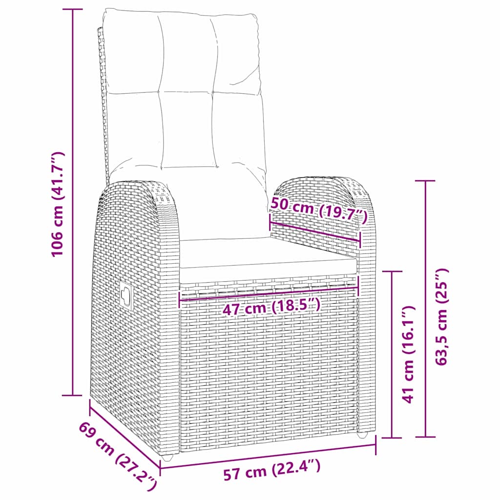 Set da Pranzo per Giardino con cuscino 7 pcs Nero polyrattan - homemem39