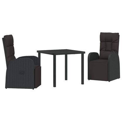 Set da Pranzo per Giardino con cuscino 3 pcs Nero polyrattan - homemem39