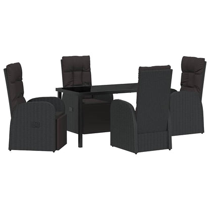 Set da Pranzo per Giardino con cuscino 5 pcs Nero polyrattan | homemem39