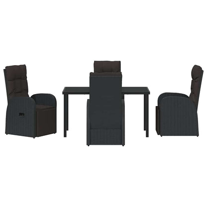 Set da Pranzo per Giardino con cuscino 5 pcs Nero polyrattan | homemem39