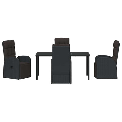 Set da Pranzo per Giardino con cuscino 5 pcs Nero polyrattan - homemem39