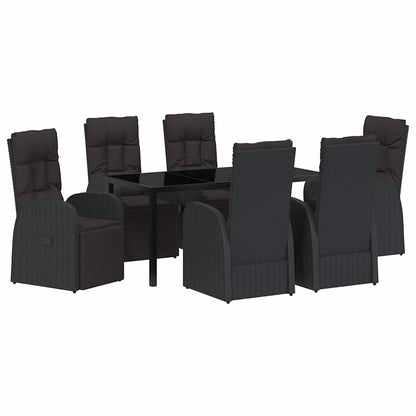 Set da Pranzo per Giardino con cuscino 7 pcs Nero polyrattan - homemem39