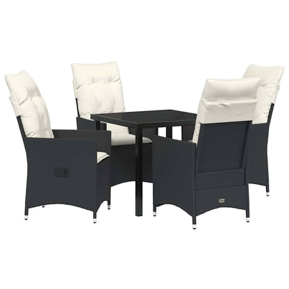 Set da Pranzo per Giardino con cuscino 5 pcs Nero Poly Rattan - homemem39