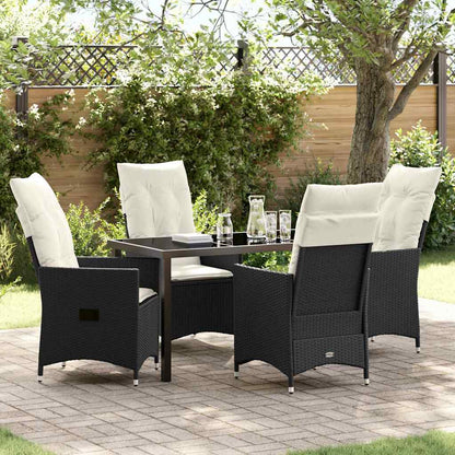 Set da Pranzo per Giardino con cuscino 5 pcs Nero Poly Rattan - homemem39