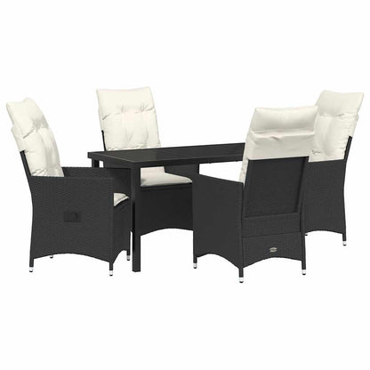 Set da Pranzo per Giardino con cuscino 5 pcs Nero Poly Rattan - homemem39