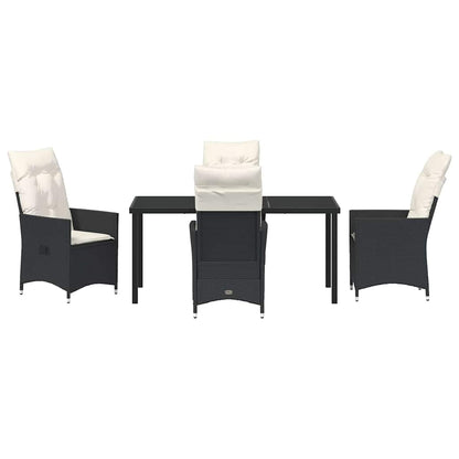 Set da Pranzo per Giardino con cuscino 5 pcs Nero Poly Rattan - homemem39