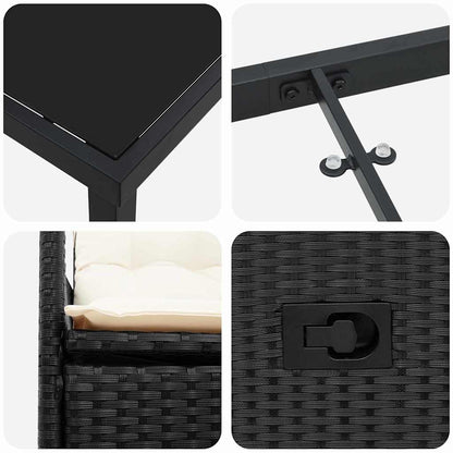 Set da Pranzo per Giardino con cuscino 7 pcs Nero Poly Rattan - homemem39