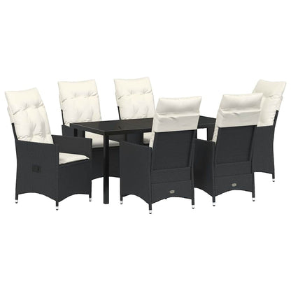 Set da Pranzo per Giardino con cuscino 7 pcs Nero Poly Rattan - homemem39