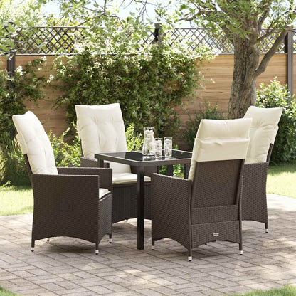 Set da Pranzo per Giardino 5 pcs Marrone Poly Rattan - homemem39