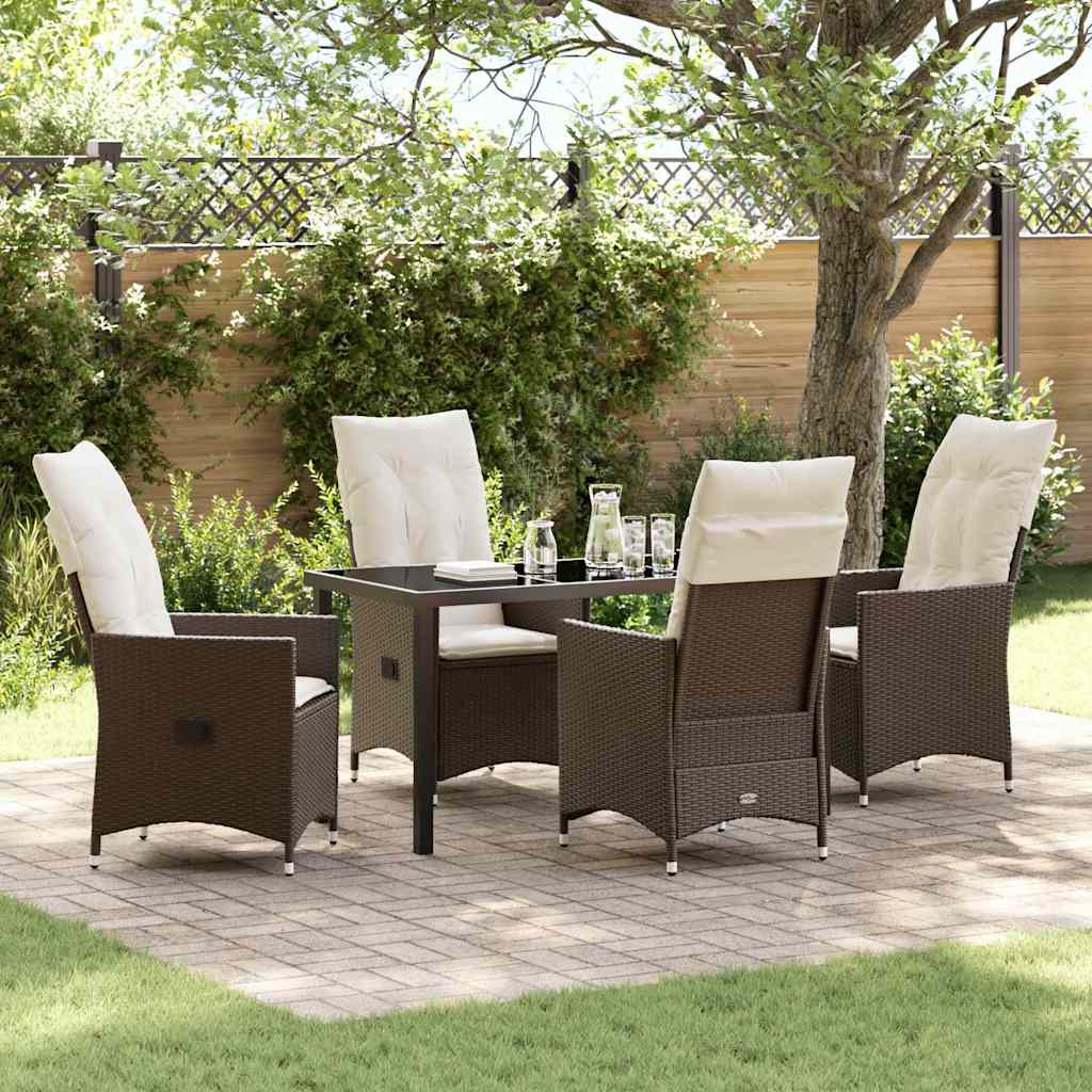 Set da Pranzo per Giardino 5 pcs Marrone Poly Rattan - homemem39
