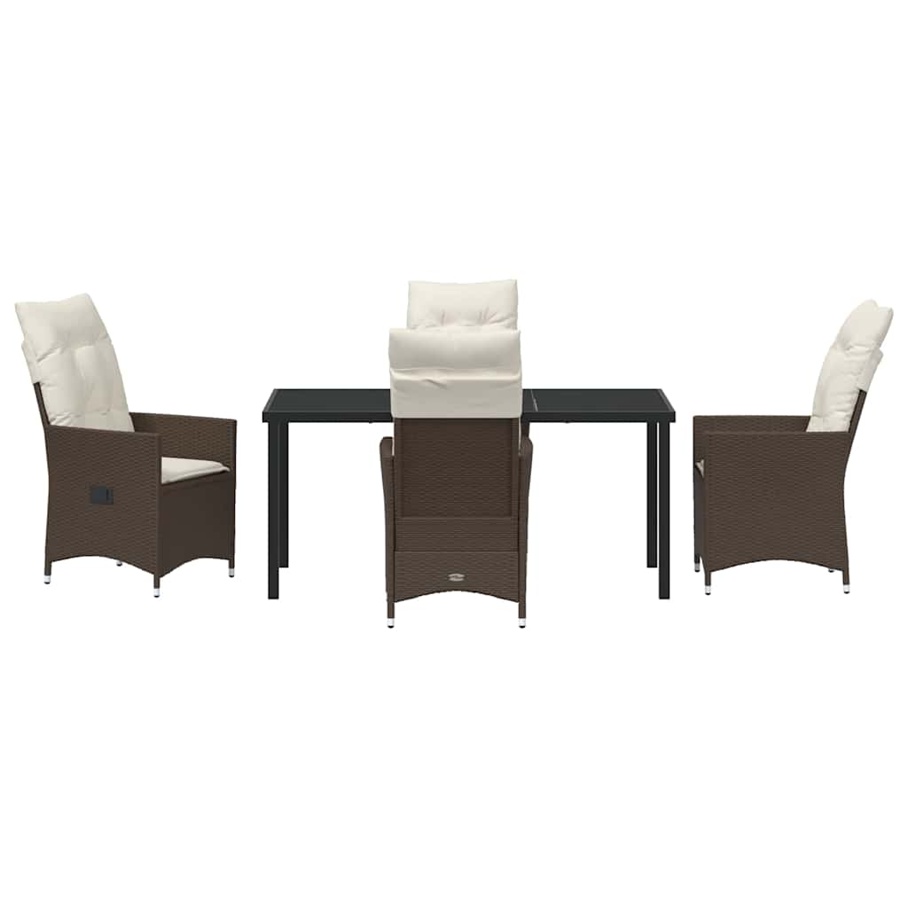 Set da Pranzo per Giardino con cuscino 5 pcs Marrone polyrattan