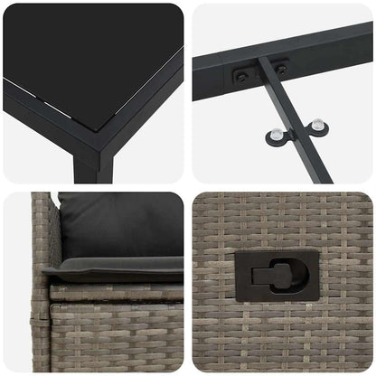 Set da Pranzo per Giardino con cuscino 5 pcs Grigio Poly Rattan - homemem39