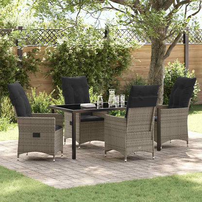 Set da Pranzo per Giardino con cuscino 5 pcs Grigio Poly Rattan - homemem39