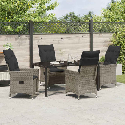 Set da Pranzo per Giardino con cuscino 5 pcs Grigio Poly Rattan - homemem39