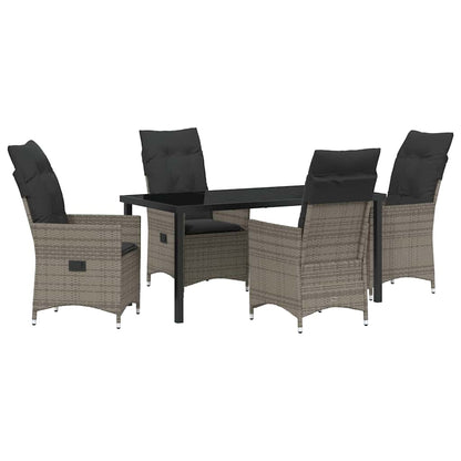 Set da Pranzo per Giardino con cuscino 5 pcs Grigio Poly Rattan - homemem39
