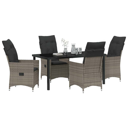 Set da Pranzo per Giardino con cuscino 5 pcs Grigio Poly Rattan - homemem39