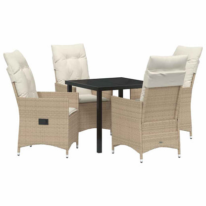 Set da Pranzo per Giardino con cuscino 5 pcs Beige Poly Rattan - homemem39