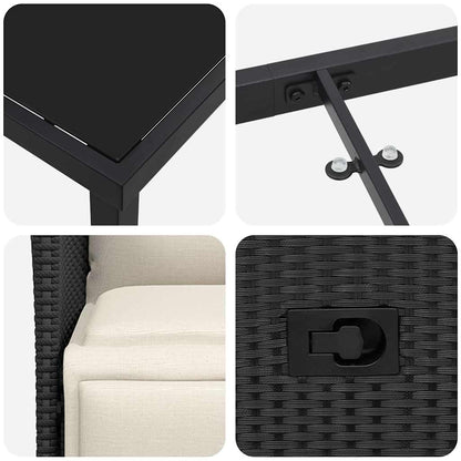 Set da Pranzo per Giardino con cuscino 3 pcs Nero Poly Rattan - homemem39