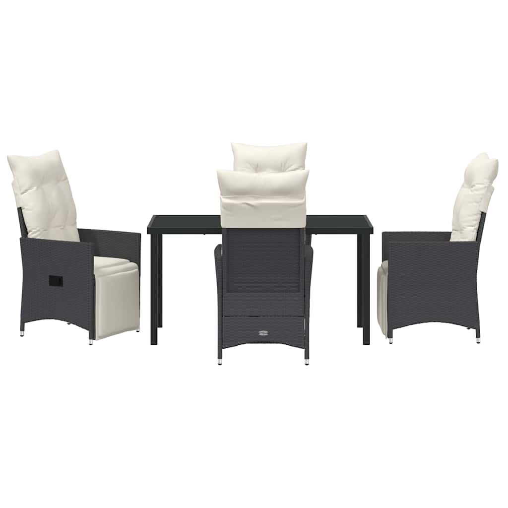 Set da Pranzo per Giardino con cuscino 5 pcs Nero Poly Rattan - homemem39