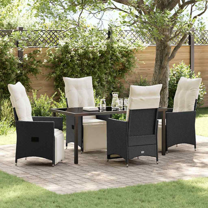 Set da Pranzo per Giardino con cuscino 5 pcs Nero Poly Rattan - homemem39