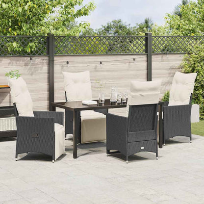 Set da Pranzo per Giardino con cuscino 5 pcs Nero Poly Rattan - homemem39