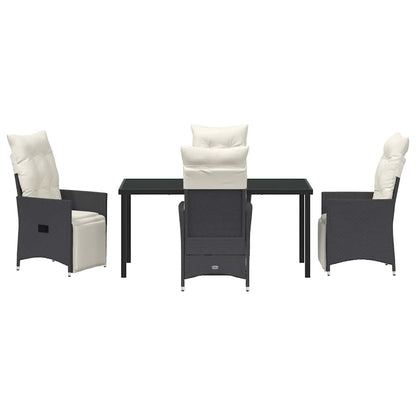 Set da Pranzo per Giardino con cuscino 5 pcs Nero Poly Rattan - homemem39