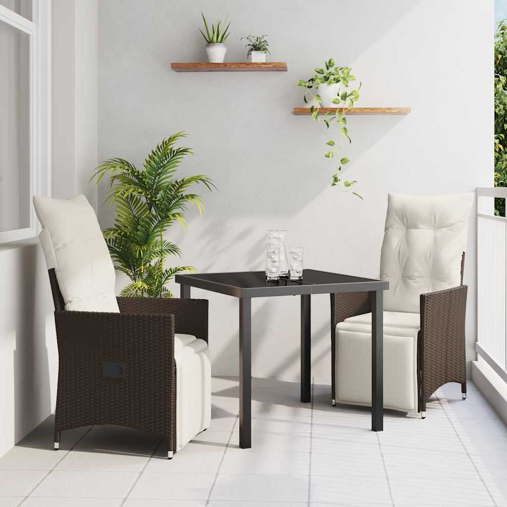 Set da Pranzo per Giardino 3 pcs Marrone Poly Rattan - homemem39